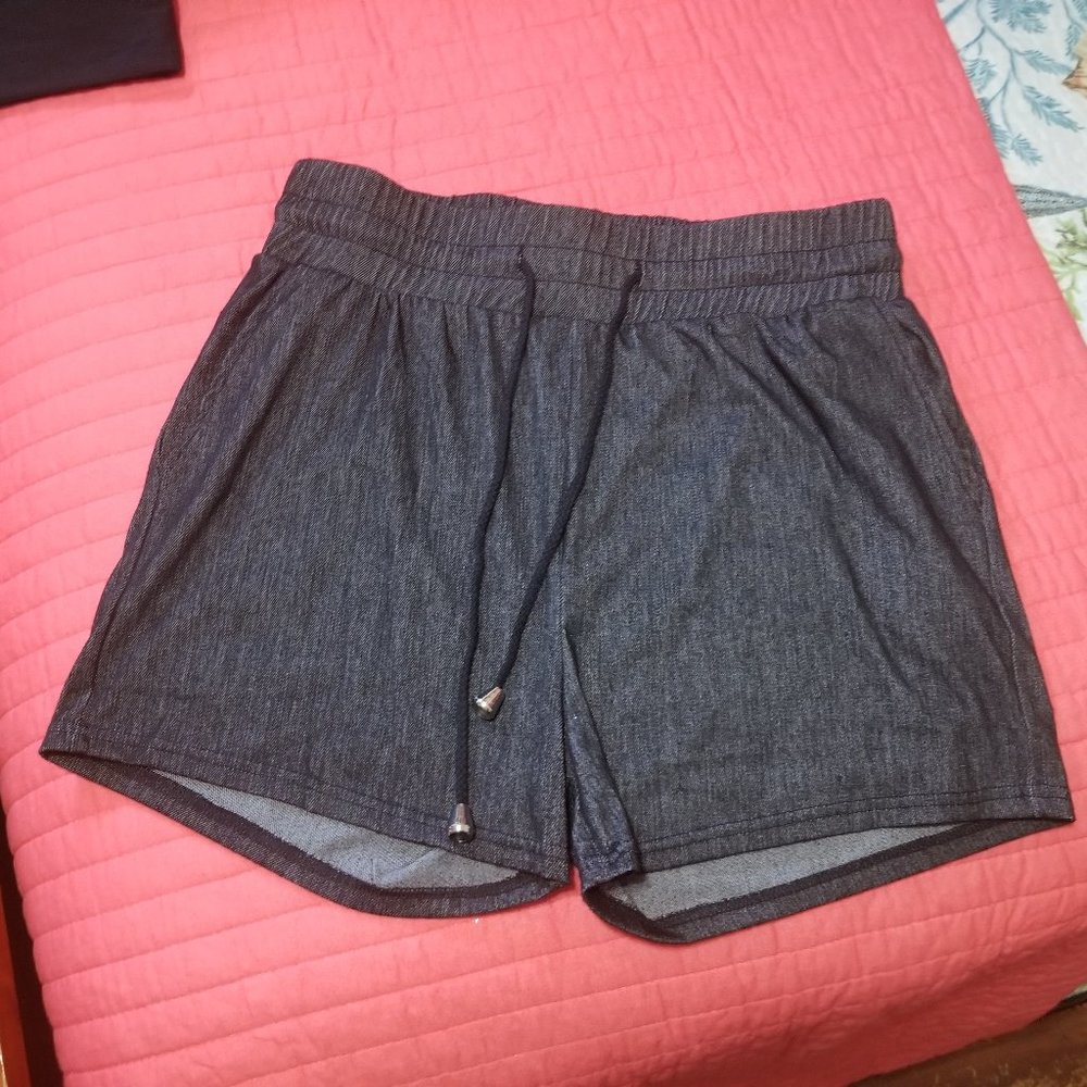 Linda Michael Dark Denim Navy Blue Stretch Shorts